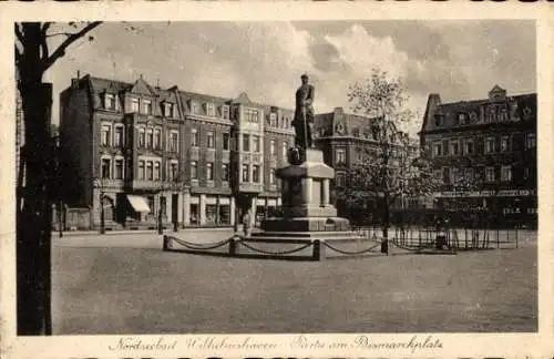 Ak Wilhelmshaven an der Nordsee, Bismarckplatz, Denkmal, Restaurant Roland