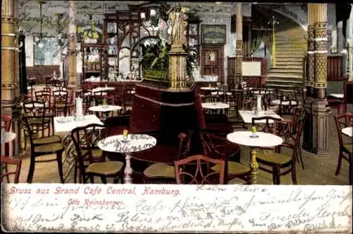 Ak Hamburg Mitte St. Georg, Grand Café Central, Bes. Otto Reinsberger, Innenansicht, Tische, Bar