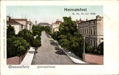 Ak Großenhain Sachsen, Heimatsfest 1902, Bahnhofstraße