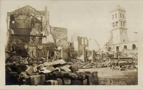 Ak Saint Quentin Aisne, Kriegszerstörungen I. WK, Zerstörte Häuser