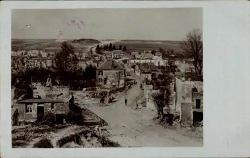 Ak Sainte Marie à Py Marne, Kriegszerstörungen, I. WK