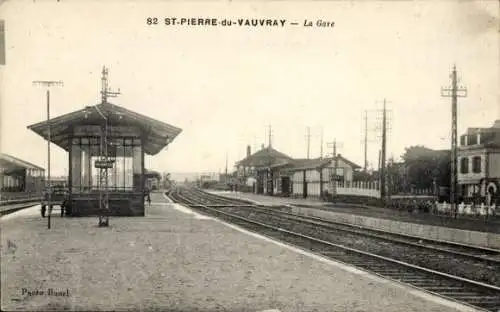 Ak Saint Pierre du Vauvray Eure, Bahnhof