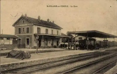 Ak Saint Hilaire au Temple Marne, Bahnhof