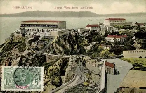 Ak Buena Vista Gibraltar, Vogelperspektive von Süden, Küste