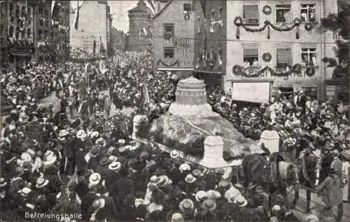 Ak Nürnberg, 8. Deutsches Sängerbundesfest 1912, Festzug, Festwagen Befreiungshalle