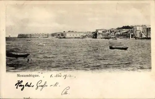 Ak Mosambik, Stadt vom Wasser aus gesehen