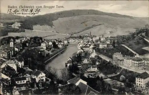 Ak Baden Kanton Aargau Schweiz, Totale vom Brugger Turm aus