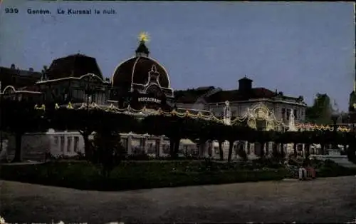 Ak Genf Genf Schweiz, Der Kursaal bei Nacht