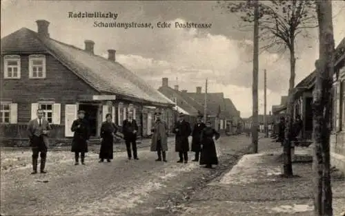 Ak Radziwiliszky Radwilischken Radviliškis Litauen, Schawianystraße, Ecke Poststraße