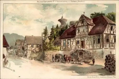 Künstler Litho Jobmann, C., Hinterweidenthal in der Pfalz, Rappenfels, Ortspartie