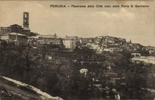 Ak Perugia Umbria, Panorama della Citta visto dalla Porta S. Gerolamo