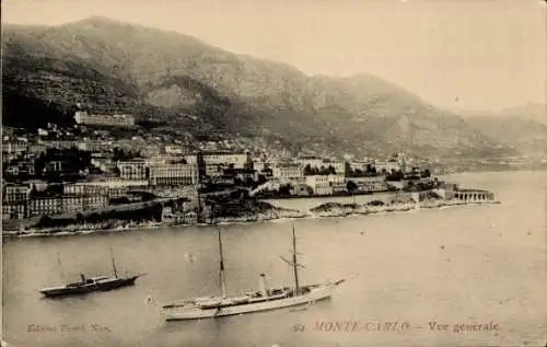 Ak Monte Carlo Monaco, Panorama, Schiffe