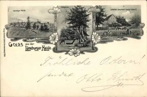 Litho Lutterloh Südheide Lüneburger Heide, Geburtsort Kaiser Lothar II, Kieselgur Werke, Waldpartie