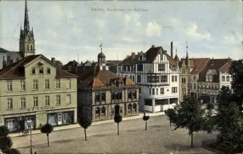 Ak Peine in Niedersachsen, Marktplatz mit Rathaus