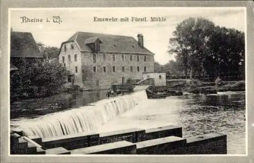 Ak Rheine in Westfalen, Emswehr mit Fürstlicher Mühle