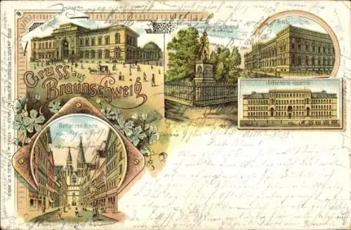 Litho Braunschweig in Niedersachsen, Polytechnikum, Infanterie Kaserne, Bahnhof
