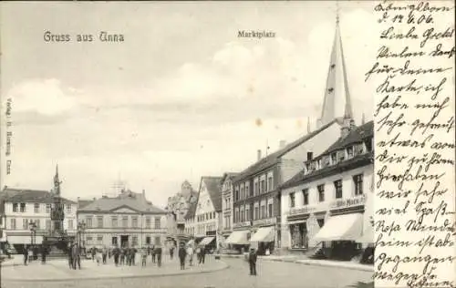 Ak Unna in Westfalen, Marktplatz, Kriegerdenkmal