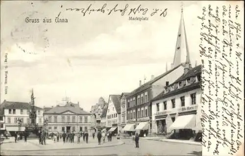 Ak Unna in Westfalen, Marktplatz, Kriegerdenkmal