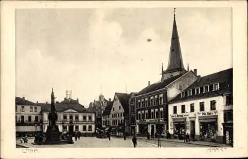 Ak Unna in Westfalen, Markt, Otto Marx, Kirchturm