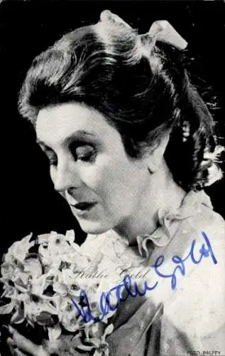 Ak Schauspielerin Käthe Gold, Portrait, Autogramm, Blumen