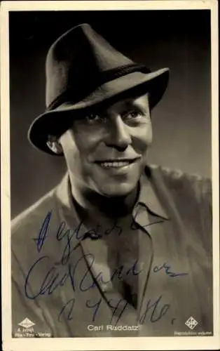 Ak Schauspieler Carl Raddatz, Portrait, Autogramm, Hut