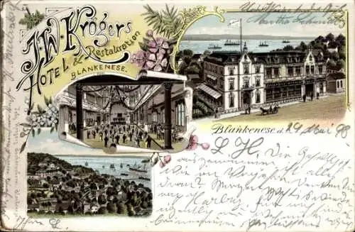 Litho Hamburg Altona Blankenese, Hotel und Restaurant