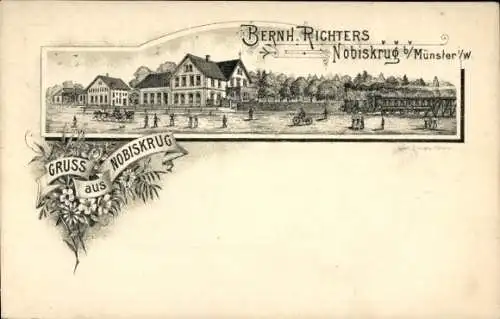 Litho Münster in Westfalen, Bernh. Richter's Nobiskrug, Gasthaus