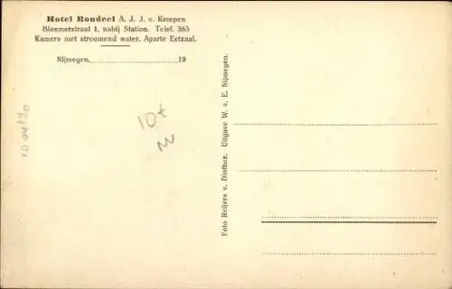 Ak Nijmegen-Gelderland, Hotel Rondeel