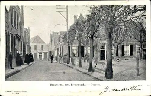 Ak Ommen Overijssel Niederlande, Brugstraat mit Botermarkt