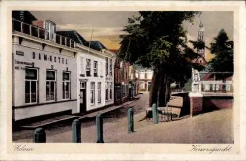Ak Edam Volendam Nordholland Niederlande, Keizersgracht, Dam-Hotel