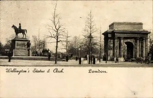 Ak London City England, Wellingtons Statue, Arch