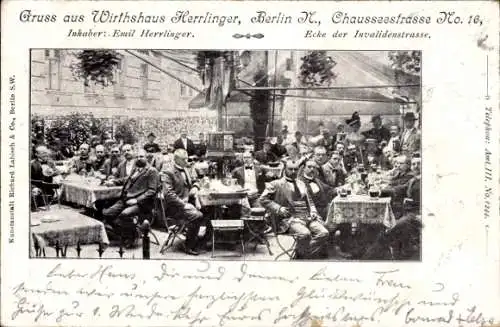 Ak Berlin Mitte, Wirtshaus Herrlinger, Chausseestraße 16, Ecke Invalidenstraße