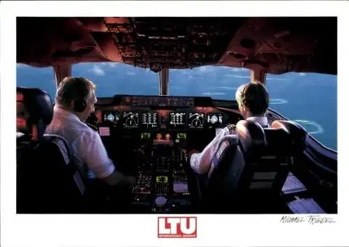 Ak Passagierflugzeug LTU, Cockpit MD-11, Piloten