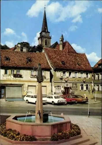 Ak Oberursel im Taunus Hessen, Ursulabrunnen, Marktplatz, Kirchturm, Zum Hirsch