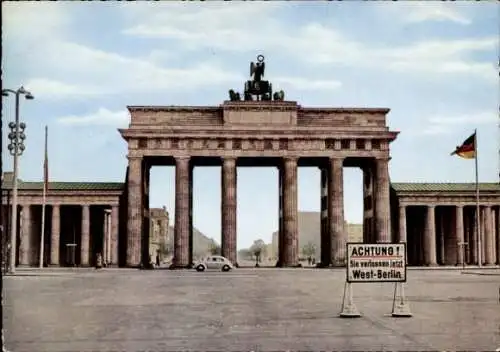 Ak Berlin, Brandenburger Tor, Sektorengrenze, Westberlin