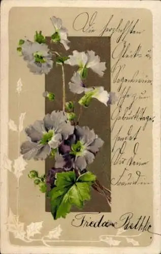 Präge Litho Lila Blüten