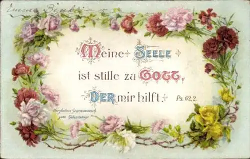 Ak Meine Seele ist stille zu Gott, Ps. 62 2, Nelken