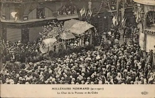 Ak Millenaire Normand, der Apfel- und Apfelweinwagen