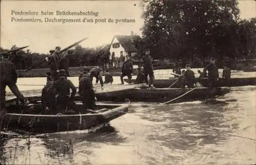 Ak Pontoniere beim Brückenschlag