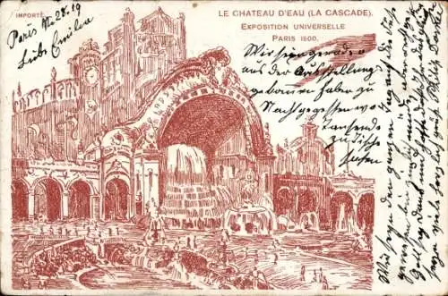 Künstler Ak Paris, Exposition Universelle de 1900, Le Chateau d'Eau, La Cascade