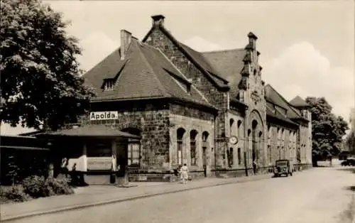 Ak Apolda im Weimarer Land Thüringen, Bahnhof, Straßenseite