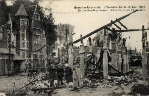 Ak  Brüssel, Weltausstellung 1910, Brand