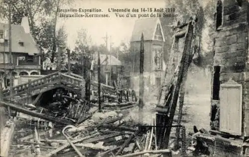 Ak Brüssel, Weltausstellung 1910, Brandkatastrophe