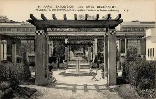 Ak Paris, Exposition Arts Décoratifs 1925, Pavillon du Collectionneur, Jardin