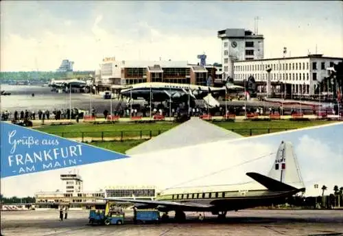 Ak Frankfurt am Main, Flughafen, Passagierflugzeuge, Lufthansa, Alitalia