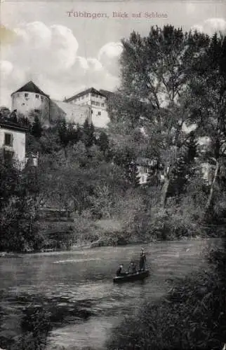 Ak Tübingen am Neckar, Schloss vom Flussufer gesehen