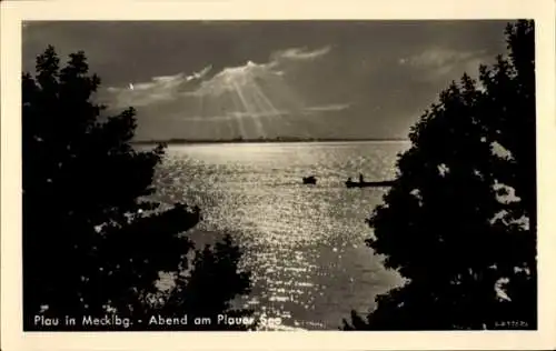 Ak Plau am See Mecklenburg, Plauer See, Abend