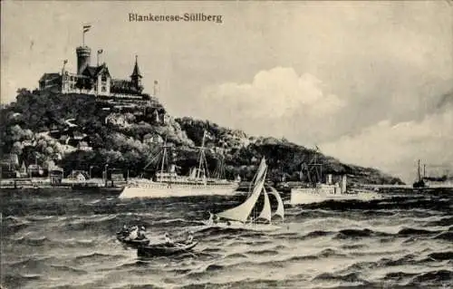 Ak Hamburg Altona Blankenese, Süllberg, Schiffe, Boote