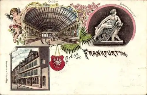 Litho Frankfurt am Main, Kaisersaal, Goethes Geburtshaus, Ariadne von Dannecker