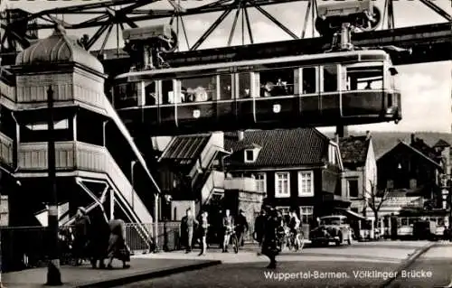 Ak Barmen Wuppertal, Völklinger Brücke, Schwebebahn